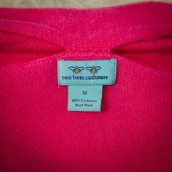 Two Bees Cashmere Size Medium M Pink Open Front Long Sleeve 100% Cashmere Knit C - Picture 4 of 5